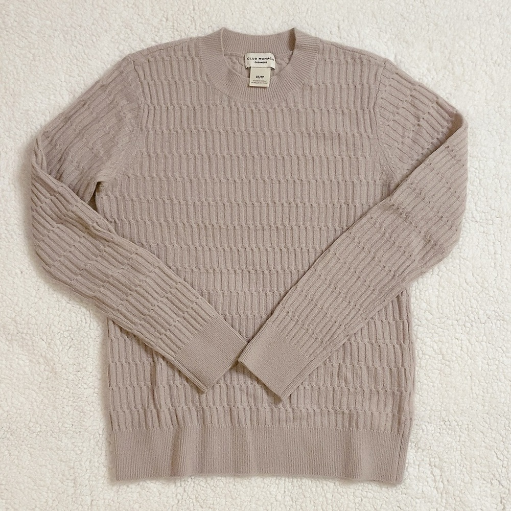 Club Monaco Cashmere Knit Crewneck Sweater size XS Cool Cream Color